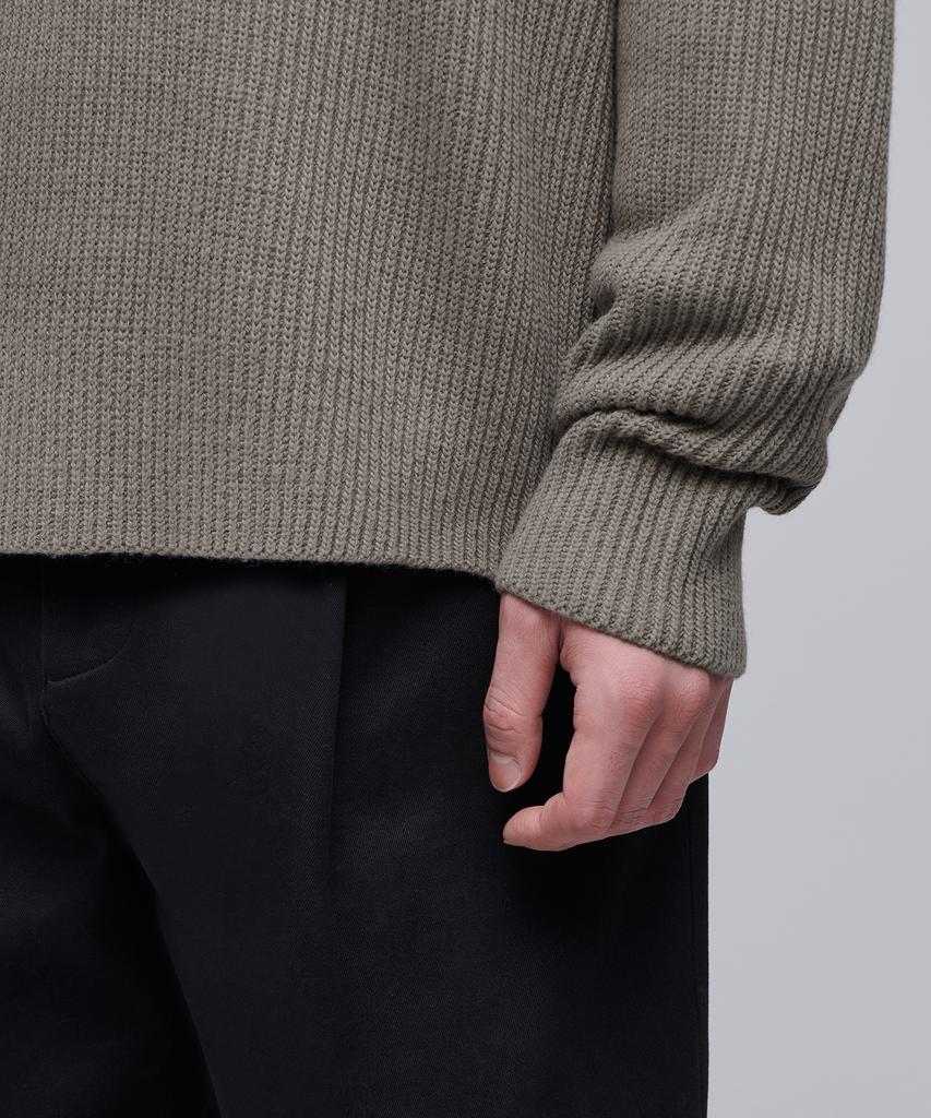 Musinsa Standard Relaxed Ribbed Half Zip-Up Knit [Dusty Beige]