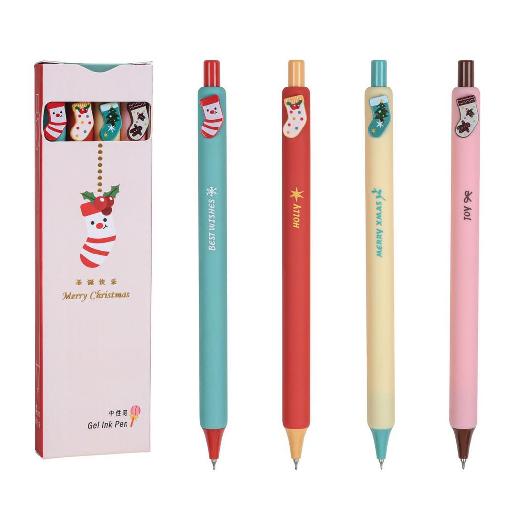 4 Pcs/Set Christmas Gel Pen 0.5mm Neutral Pen Gel Ink Pen Signature Pen Stationery Pen School Supplies for Writing