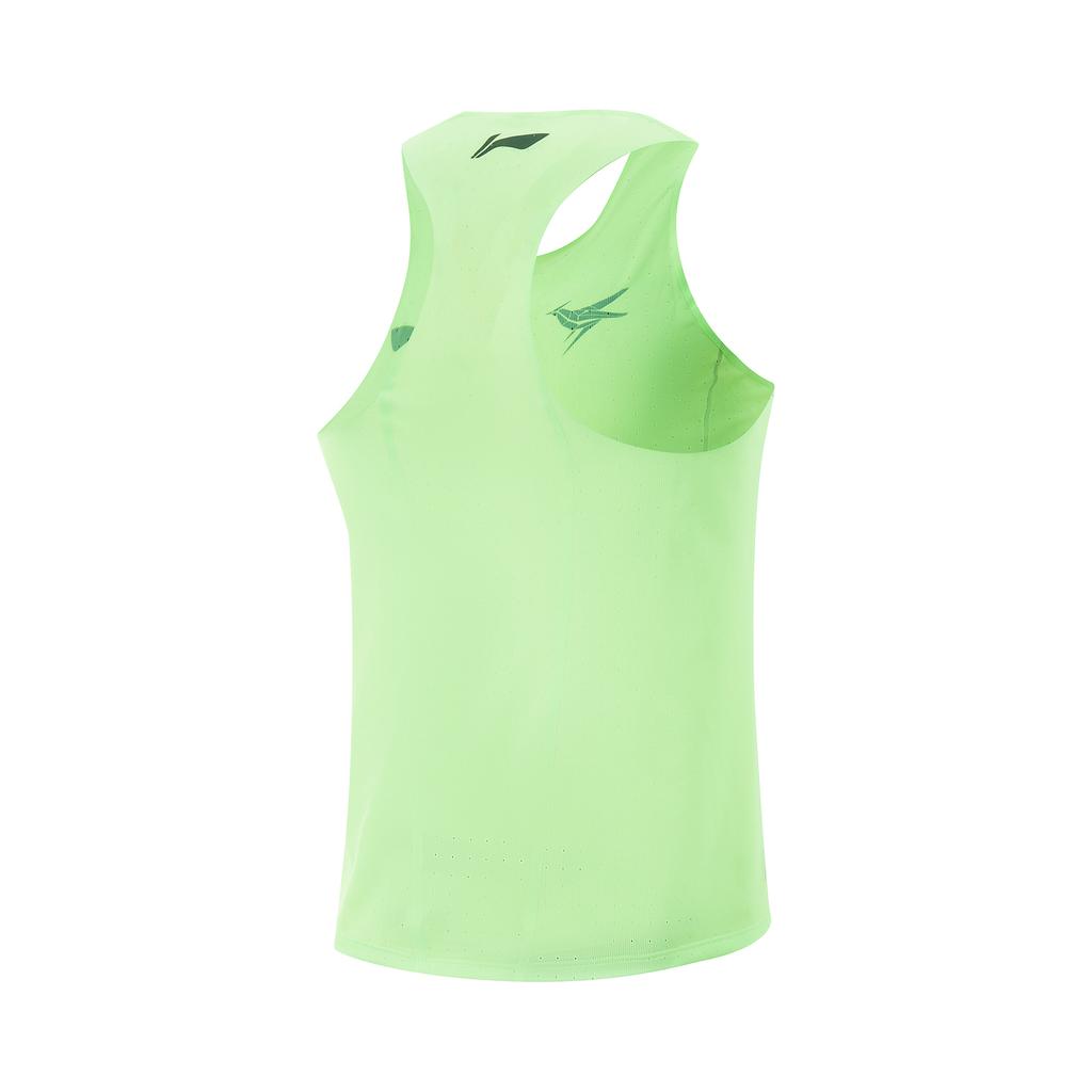 Li Ning Dragon Sparrow Skin-Friendly Breathable Simple Slim Fit Sleeveless Racing Competition Top Vest Men Tops Fluorescent-Light-Green AAYV123-4