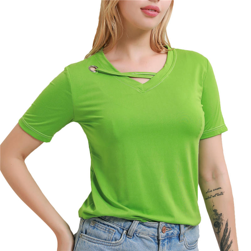 Womens Korean Style Loose V Neck T Shirt Casual Comfortable Oversized Tee Tops