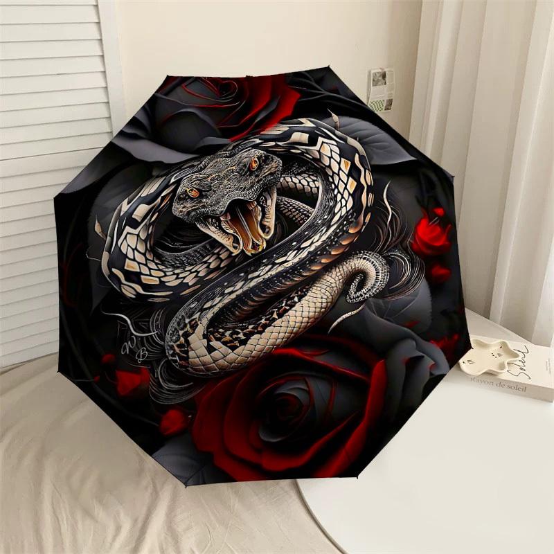 

1PC Snake Rose Umbrella-8-Rib Reinforced Portable Folding Travel Suitable for All Seasons Outdoor Daily Use-H0392