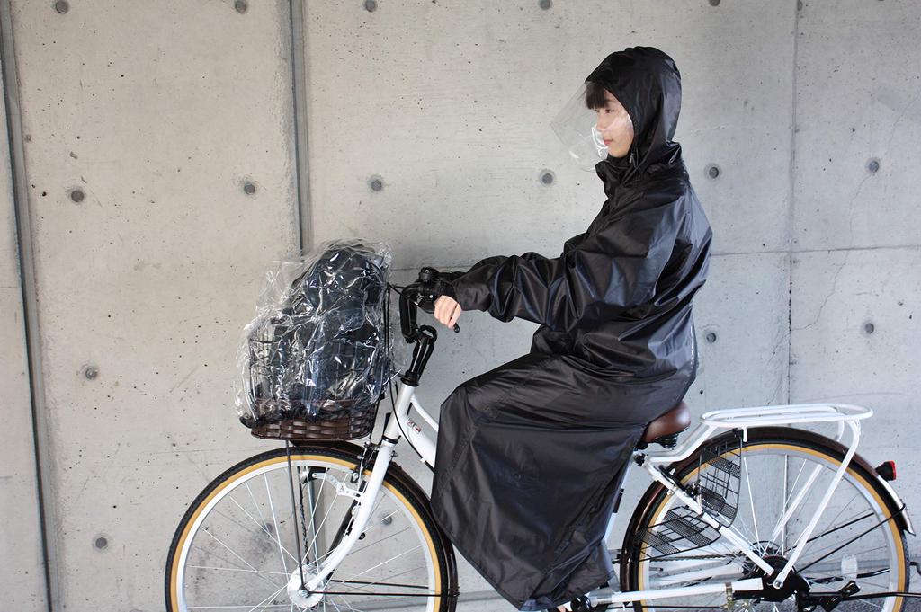 SAGISAKA New Backpack Raincoat for Free Size Bicycles, Black,