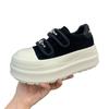 Thick-soled height-increasing small women's shoes leather Velcro board shoes new autumn casual sports shoes little white shoes