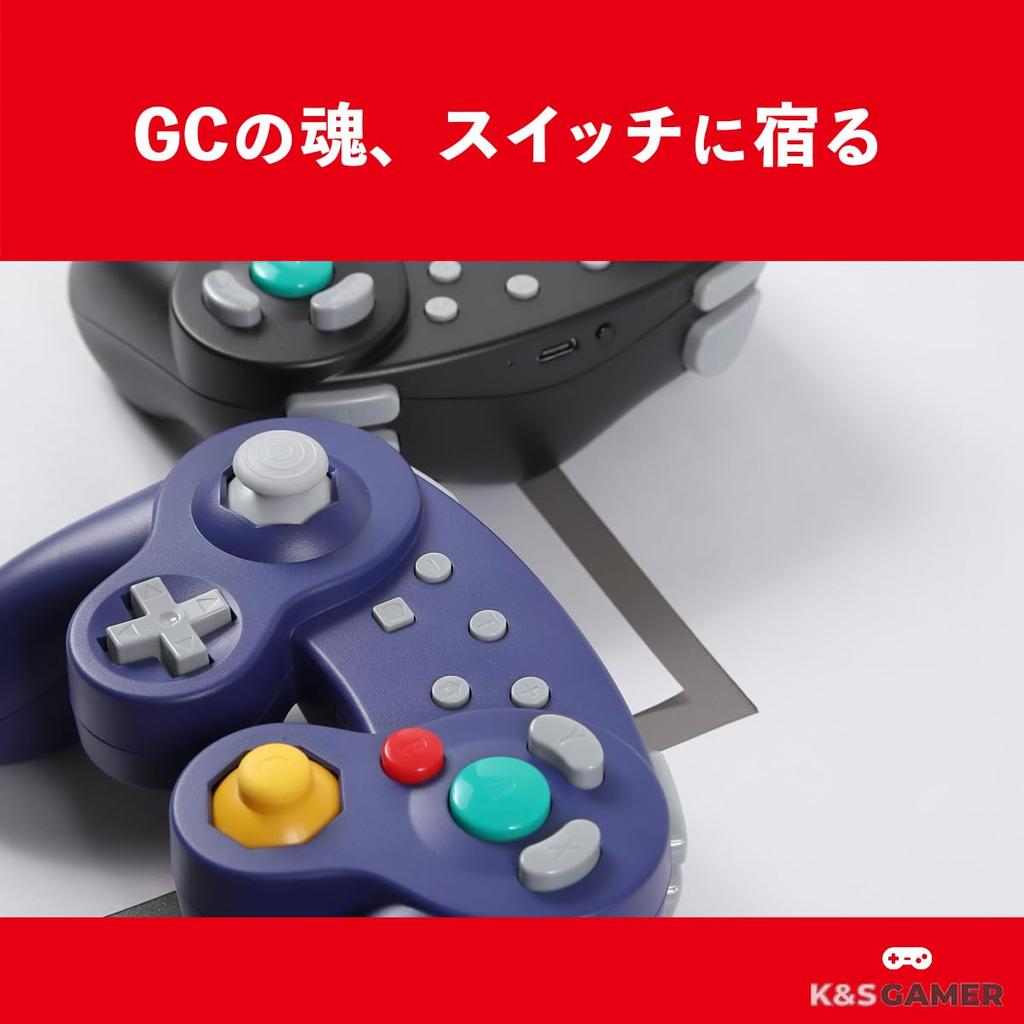 K&SGAMER Switch Pro GameCube-Style Controller (Turbo & Vibration Function) (Black)