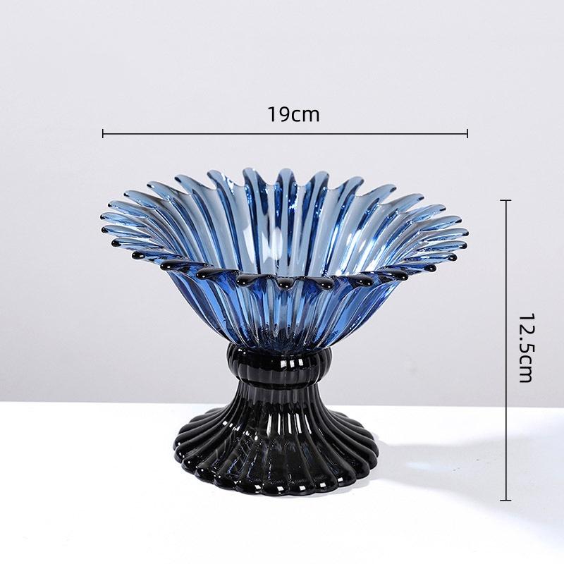 Glass High-sided Tray Geometric Petal Fruit Plate Desktop Storage Container Candy Bowl Trays Decorative Transparent Glass Bowl