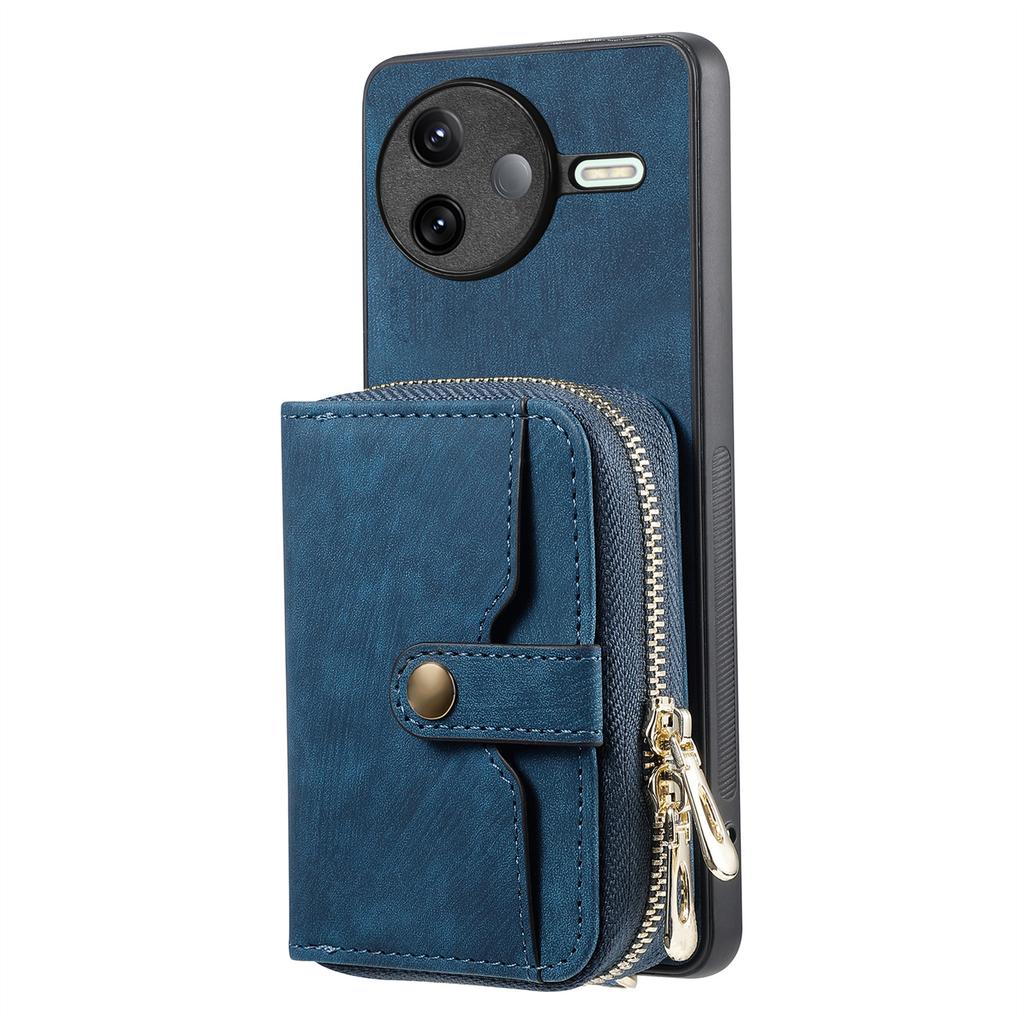 For Xiaomi Poco F7 Pro 5G/Xiaomi Redmi K80 5G PU Leather Phone Back Cover with Zipper Card Holder and Long Strap
