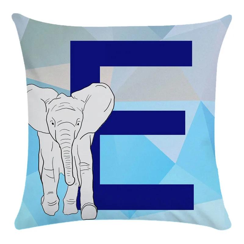 Animal Print Pillowcase Cushion Cover Super Soft Peach Skin  Fashion Blue Letter
