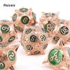 7 Pcs Copper Green Meteor Hammer Metal Dice Solid Metal Polyhedral Dice Set Suitable For Role-Playing Dice PropBoard Game Gift