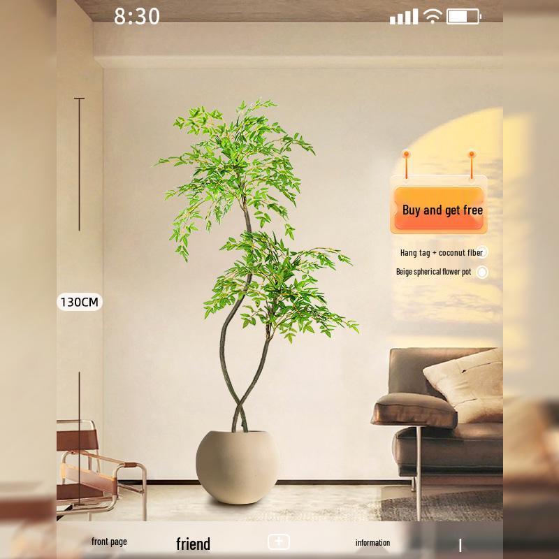 Nandina Luxus Kunstbaum - Dekorative Bionische Grüne Pflanze für Innenräume mit Seidenblumen für die Wohnzimmer-Landschaftsgestaltung.