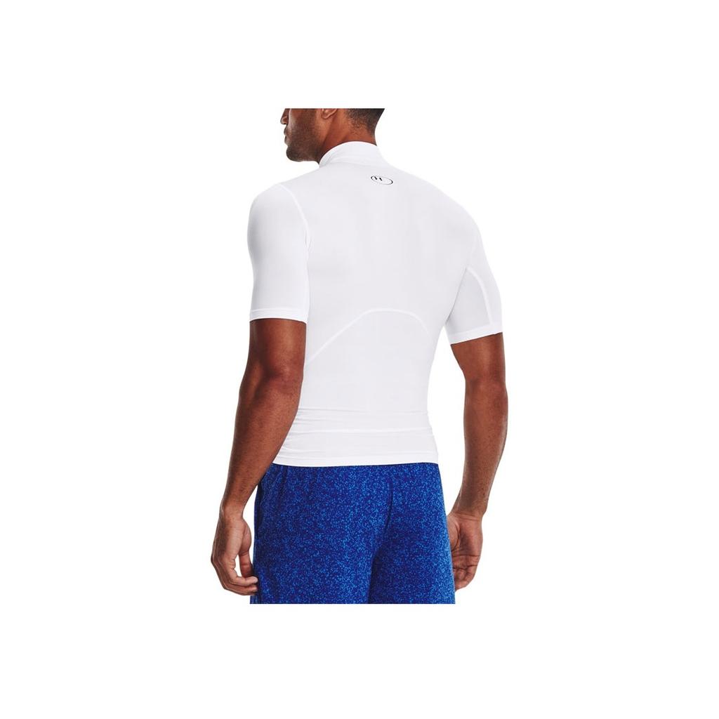 Under Armour Solid Color High Neck Slim Fit Short Sleeve T-Shirt Men Tops White 1372586-100