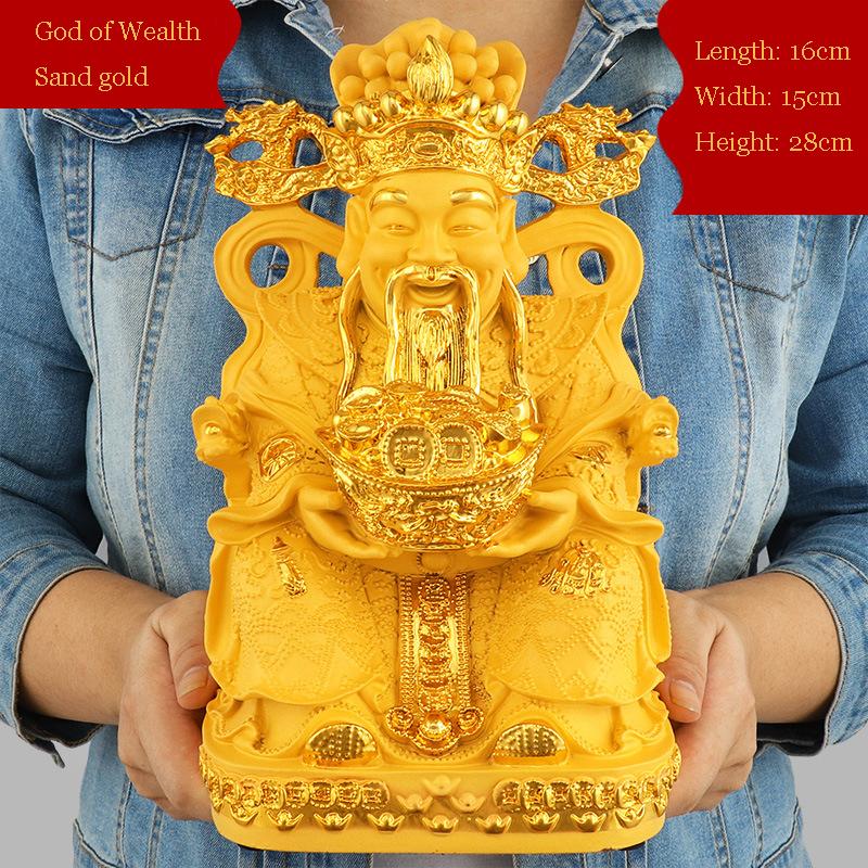 Feng Shui Gold God of Wealth Lucky Resin Statue Home Decor Entrance Living Room Crafts