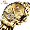 Men's Stainless Steel Tourbillon Watch Men's Student Quartz Watch Business Calendar Waterproof Steel Strap Watch Large Dial