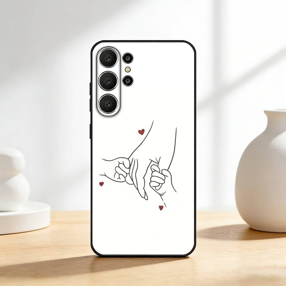M-Mom Daughter Son Dad Hold H-Hands Phone Case For Samsung S26,S25,24,23,22,30,21,10,9,Ultra,Plus,Lite,Black Soft Case
