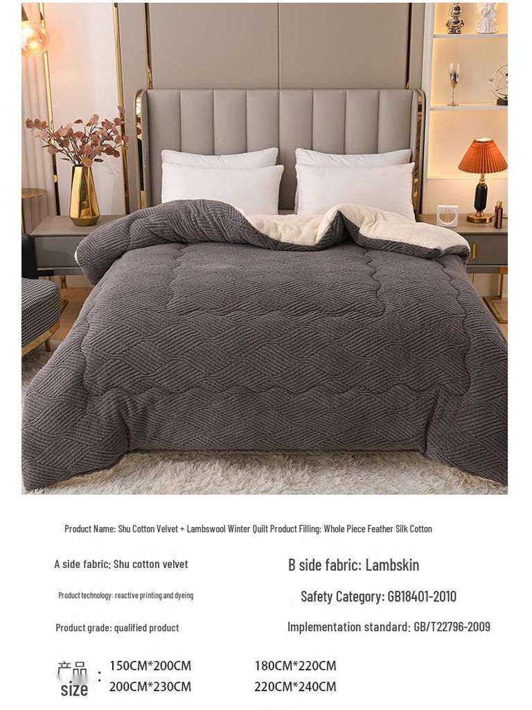 2025 Nouă Plapumă Groasă Dublă din Lână - Lenjerie de Pat Caldă din Catifea Lapte pentru Toamnă/Iarnă