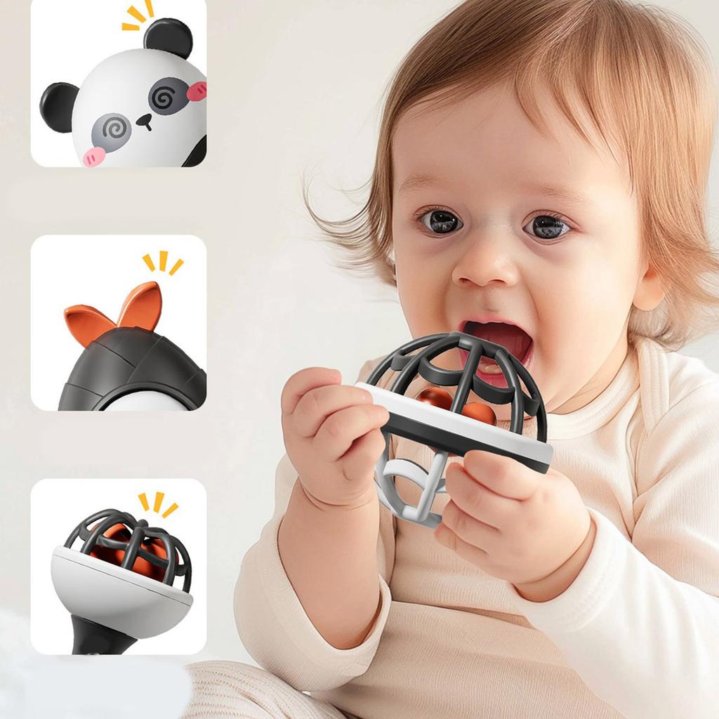 Handheld Baby Cartoon Panda Baby Shaker Toy for Hearing Sensory Stimulation Infant Toy Rattle Panda Shaker