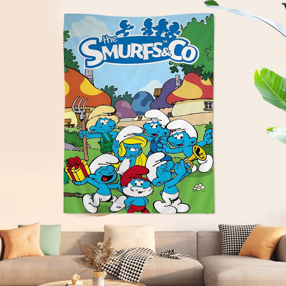 Cartoon SSmurfs Colorful Tapestry Wall Hanging Hanging Tarot Hippie Wall Rugs Dorm Wall Art Decor