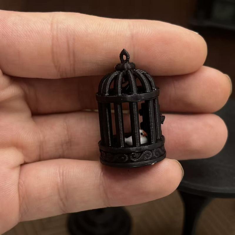 Mini Pla Bird Cage Creativity Small Bird Cage Ornament Micro Landscape Hollow Hanging Decor Doll House Desktop Decoration
