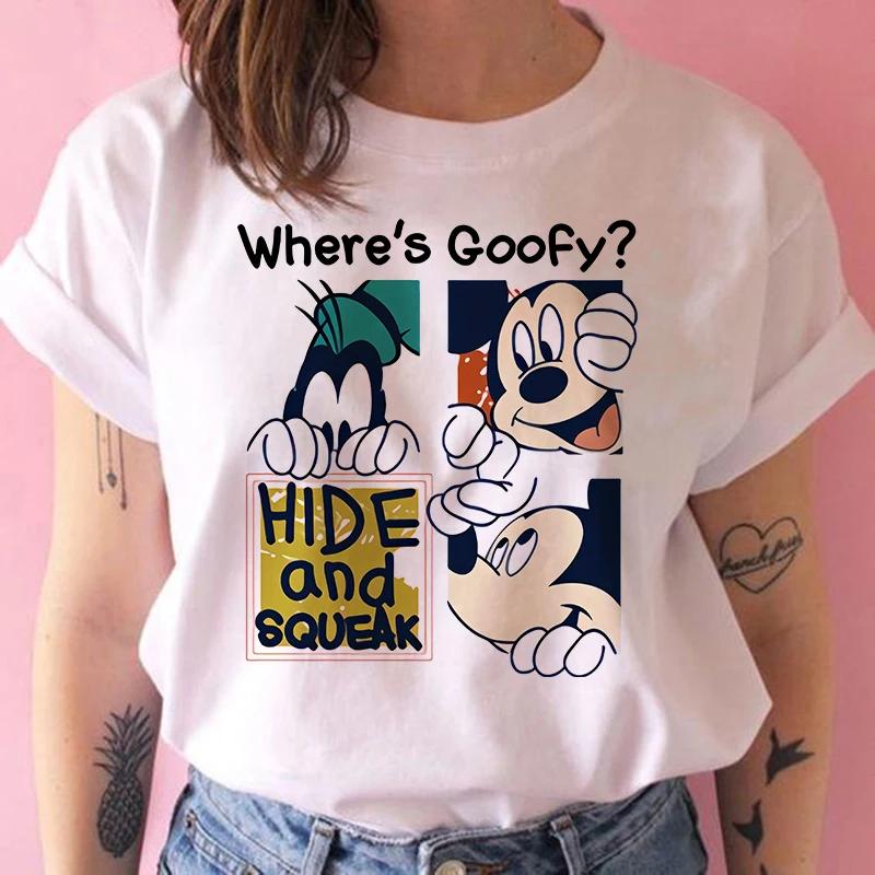 Disney Funny Mickey Tshirt Minnie Mouse Cartoon T-shirt Printing Women Tshirt Female Clothes Kawaii Summer Girls Clothing