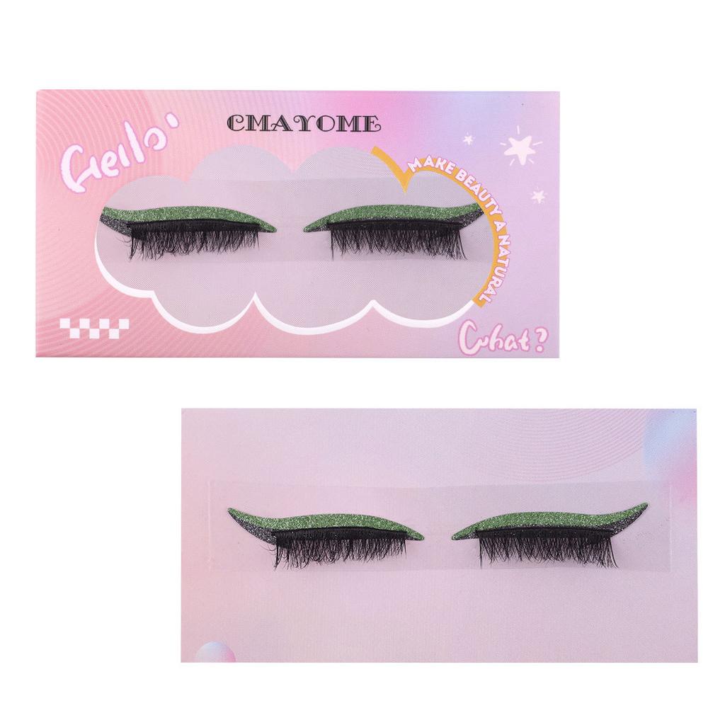 Lazy Self-Adhesive 1 Pair Of Colored Eyeshadow False Eyelashes, Natural Thick Curled Eyelashes