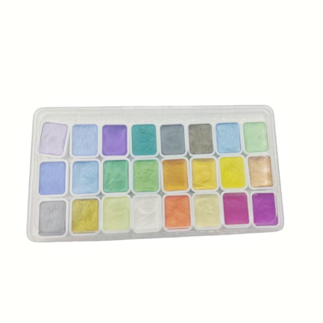 

Pearlescent Solid Watercolor Paint Set | Highly Soluble Art-Specific Pigments, Specially Designed for Artists, for Use in Art Painting.