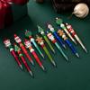 12PCS Red Green Christmas Bead Ballpoint Pen, Santa Claus Snowman Pine Tree Rotating Black Pen,Student Writing Stationery Office Signature Pen Supplie