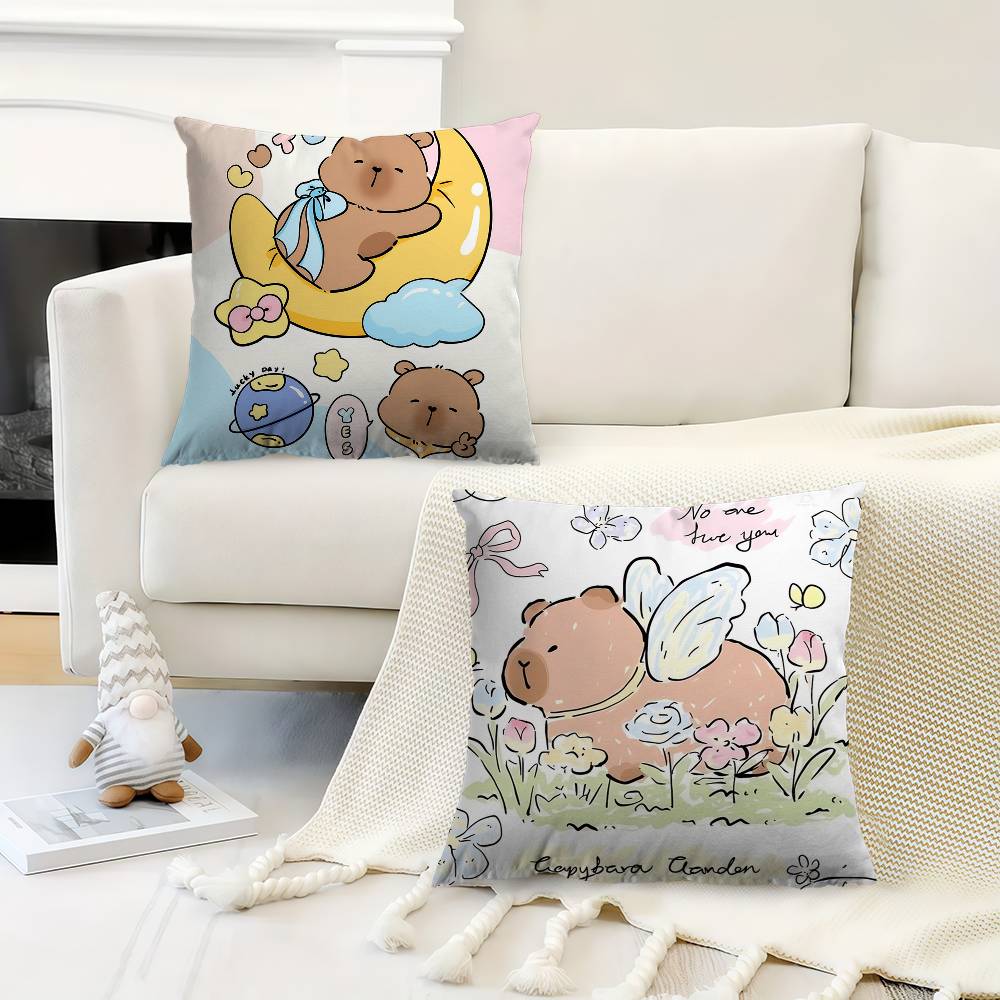 Cute Capybara Cushion Cover Pillowcase Upholstery Sofa Throw Pillow Home Decor Pillowcas