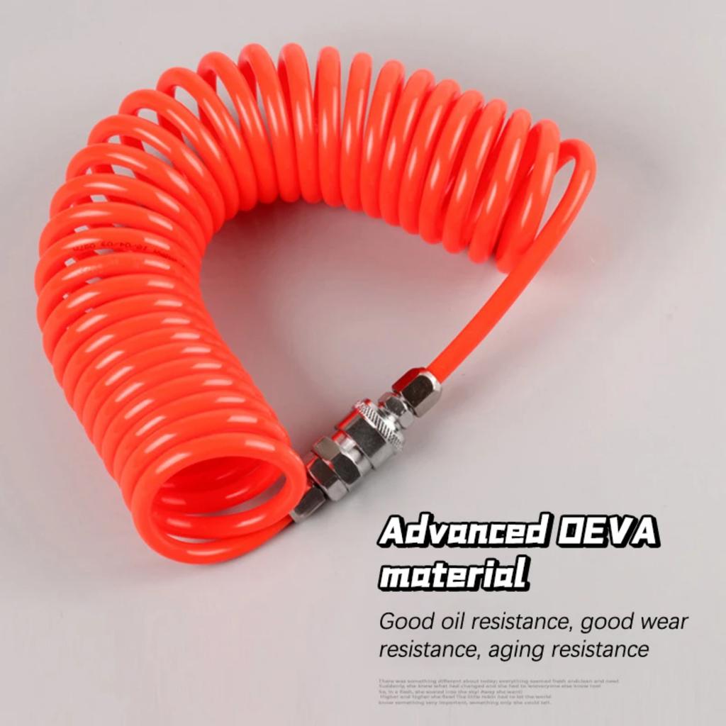 6 Meters  Spiral Air Hose With Connector Air Compressor PU Spring Hose Tube Air  High Pressure Telescopic Hose