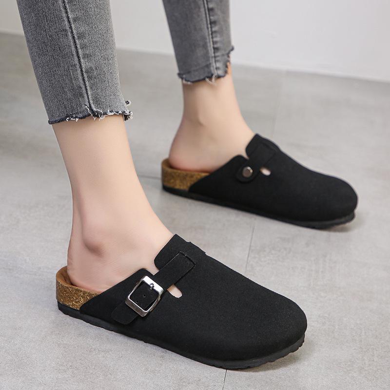 New Large-sized Pocket Shoes for Women, Casual Burken Shoes, Thick-soled Semi-slipper, Soft Soles for Lazy People