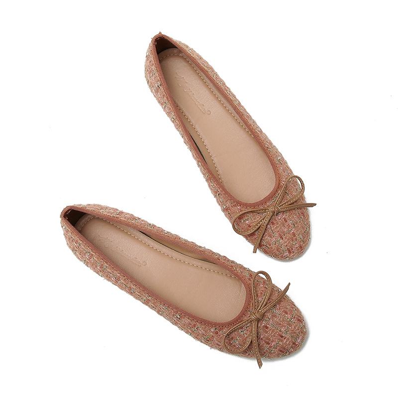 Schoenen met ronde neus, damesschoenen voor de lente, nieuwe platte zool, Koreaanse versie, veelzijdige Doudou-schoenen voor dames, damesschoenen met zachte zool, Xiaoxiangfeng damesschoen