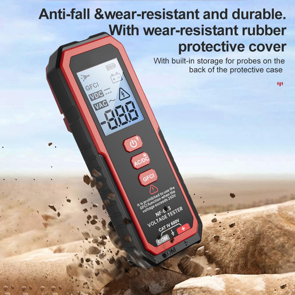 Detector Digital de Tensiune ACDC cu GFCI, Ecran de Afișaj LED, Lumini LED și Precizie Ridicată