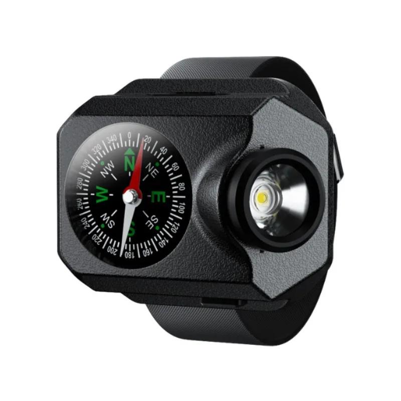 Wrist LED Light Wristwatch Flashlight with Compasses Rechargeable Outdoor Bracelet Flashlight Tactically Torch Camping Running
