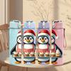1PC Xmas Penguin Santa Hat Cartoon 750ml Color Plastic Sports Water Bottle Leakproof Flip Straw Lid Suitable for Sports Office Home Use