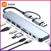 Xiaomi USB C Hub 8-in-2 USB Splitter with USB 3.0/2.0 USB-C Data 3.5 Audio SD/TF Card Reader Multiport USB C HUB for MacBook Laptop