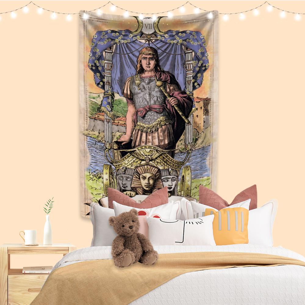 Psychedelic Tarot Tapestry Vintage Illustration Printed Boho Room Decors Aesthetic Wall Hanging Background Sofa Blanket