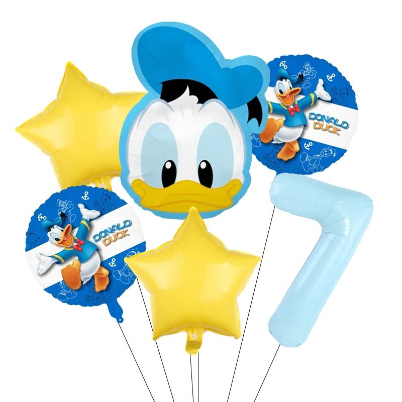 Cartoon Donald Number Duck Daisy Aluminum Film Balloon Set Spherical DIY Birthday Arrangement Party Decoration Balloons Kawaii