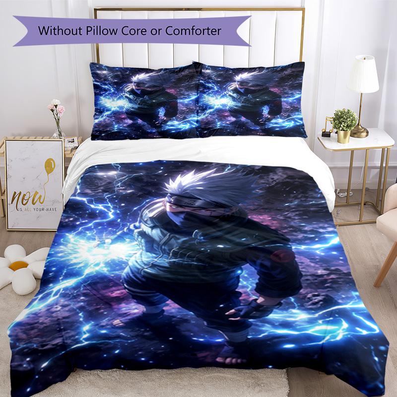 Naruto Quilt Cover Set Design for Playroom Soft Fabric Christmas Gift