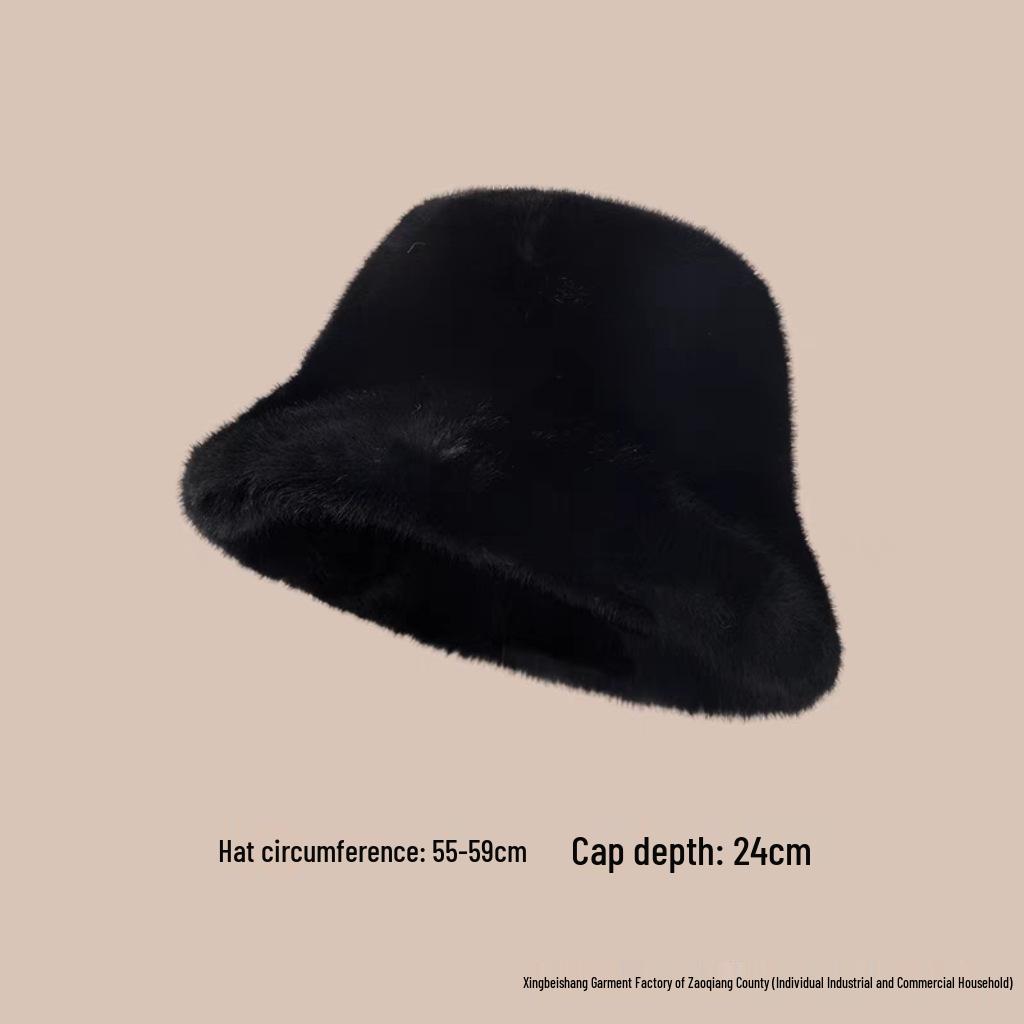 

Versatile Winter Faux Mink Fisherman Hat - Thick Plush for Large Head Circumference, Adult Size