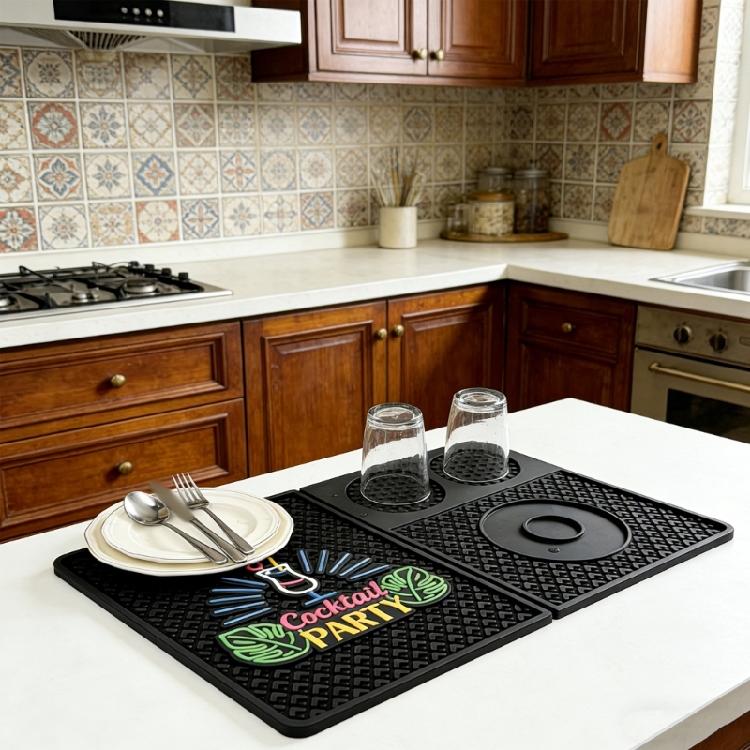 Flexible Rubber Bar Pad For Mixing beverages And Safeguarding Tables Available In Red Or Blue dyes