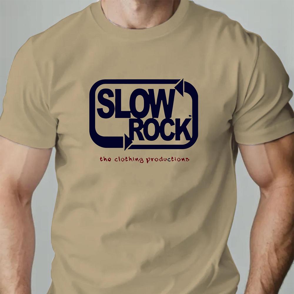 Men's T Shirt Slowrockk Pattern Printed Summer Fashion Leisure Breathable Men Round Neck T-shirt High Quality Men's Clothing