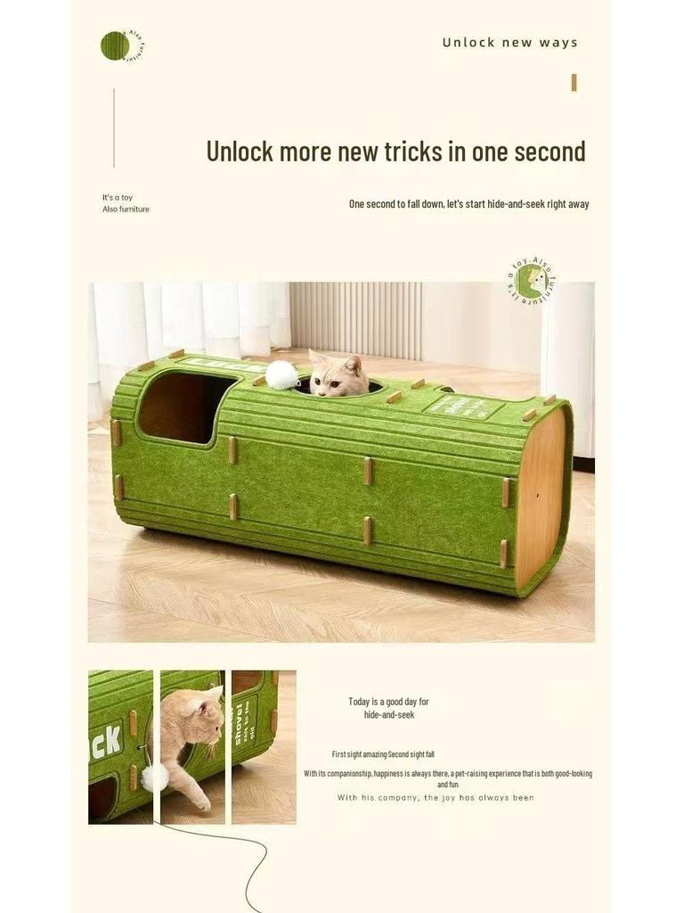 Multi-layer Cat Villa: Enclosed Tunnel Bed and Scratcher