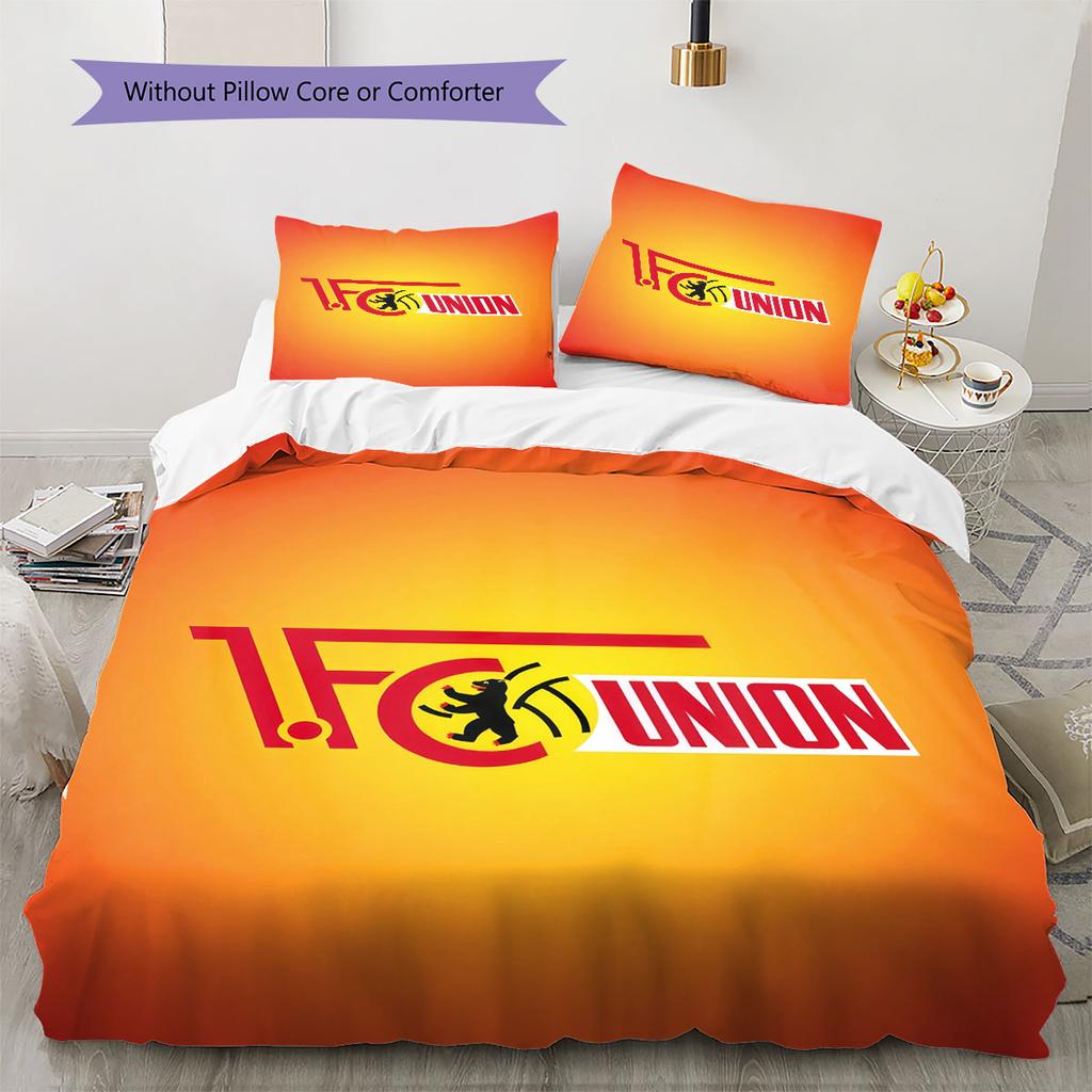 Union Berlin Logo Muster Bettwäsche Heimdekoration Geburtstagsgeschenk ( 1 Bettbezug + 2 Kissenbezüge, ohne Füllung),Fanartikel.