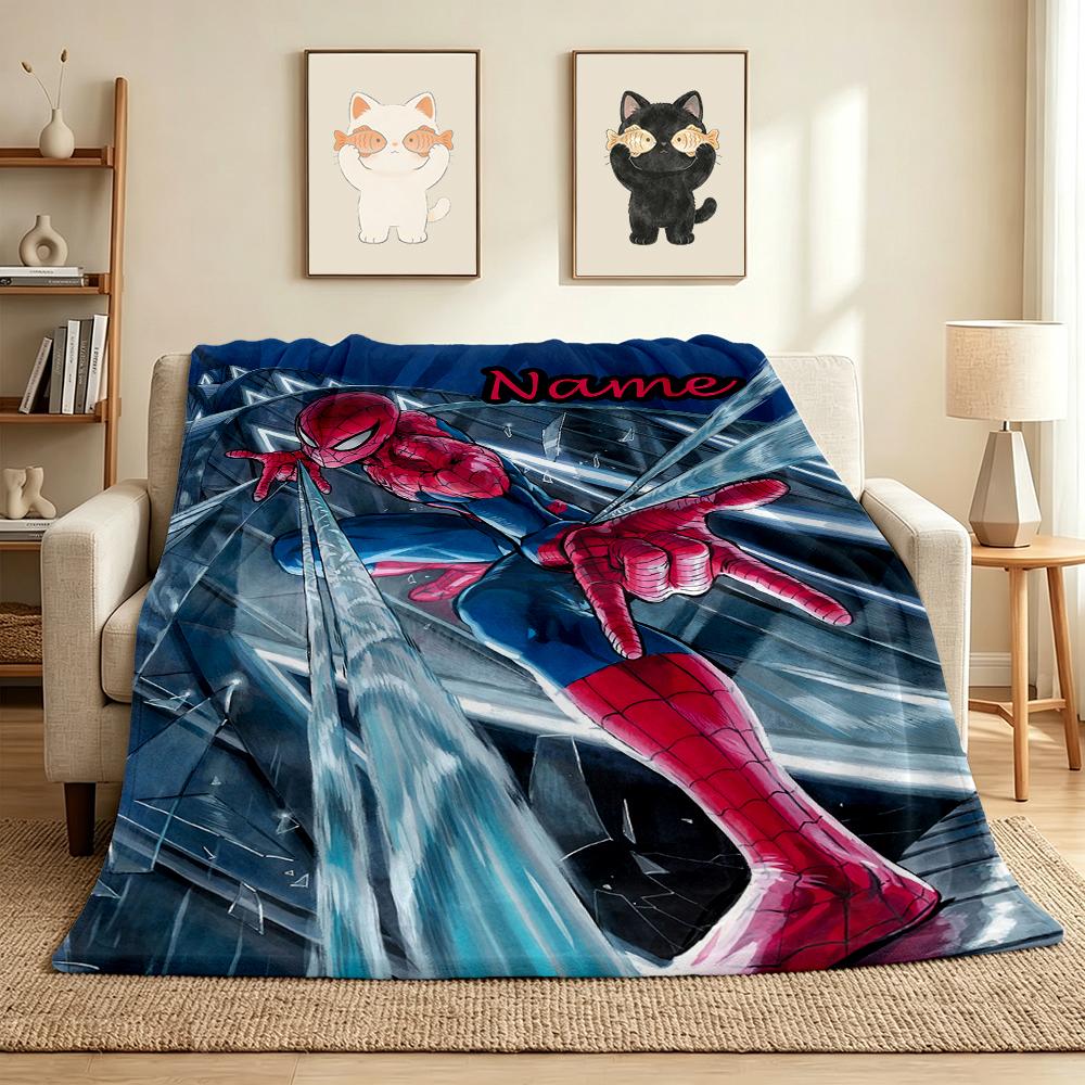 Custom Name Spider-Man Urban Flannel Blanket Throw Blanket Soft Warm Sofa Bed Decor Unique Gift