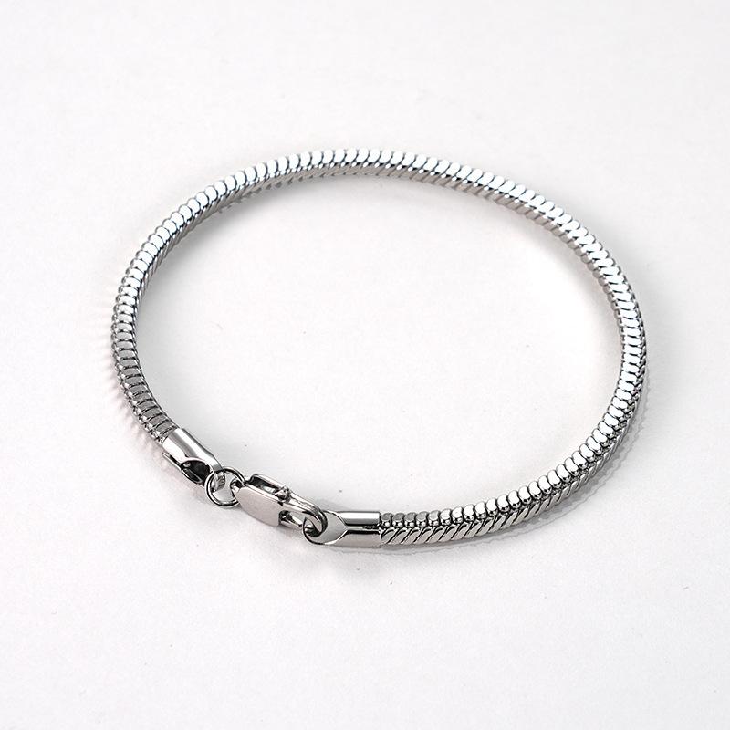 Stylish Minimalist Titanium Steel Square Snake Chain Bracelet for Women Chain width 2.0mm*19cm