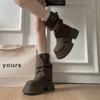 Winter Plateau Absatz Erhöhung Damen Stiefeletten Dicke Absätze Schuhe Weibliche Punk Vintage Kurze Booties Zapatos De Muje
