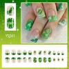24 Pcs Lip Print Stick on Nail Saint Patricks Day False Nail French Tip Press On Nail Shamrocks Artificial Nail