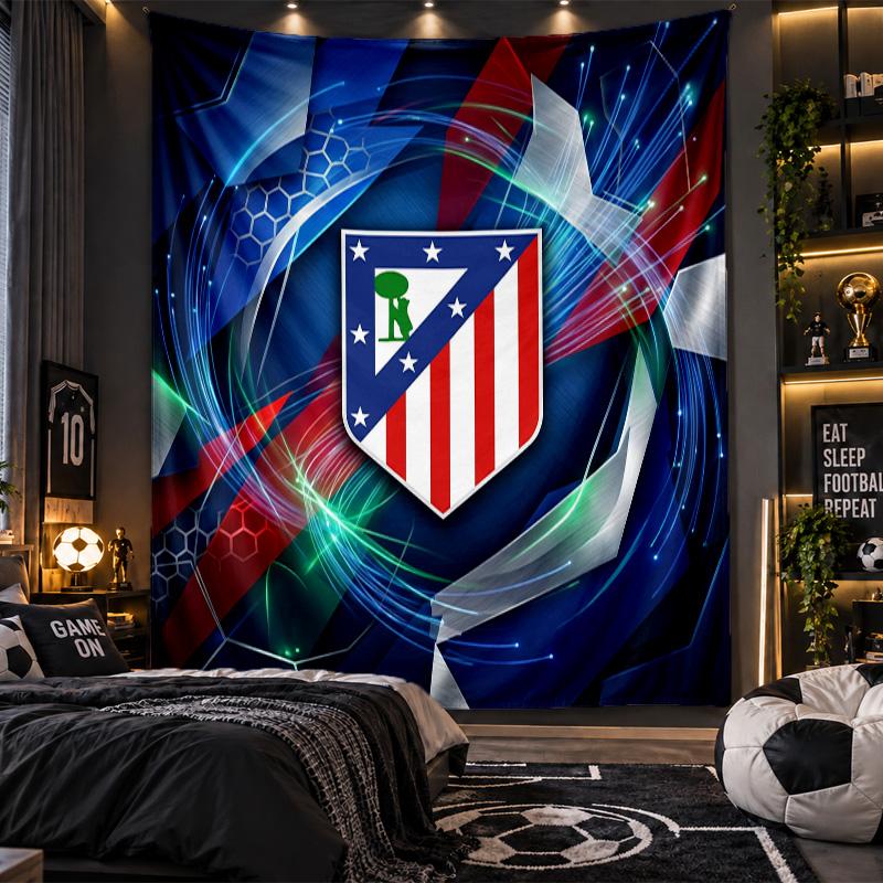 Wall Hanging Tapestry Atletico Madrid Print Cloth for Living Room Bedroom Home Decor