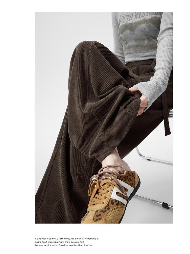 Plus Size High-Waist Casual Wide-Leg Pants for Women - Autumn/Winter Collection