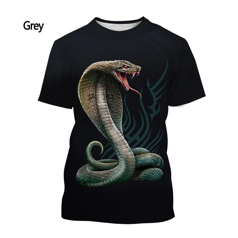 Fashion Men and Women 3d Printing T-shirt Snake T-shirt Summer Casual Short-sleeved Animal T-shirt