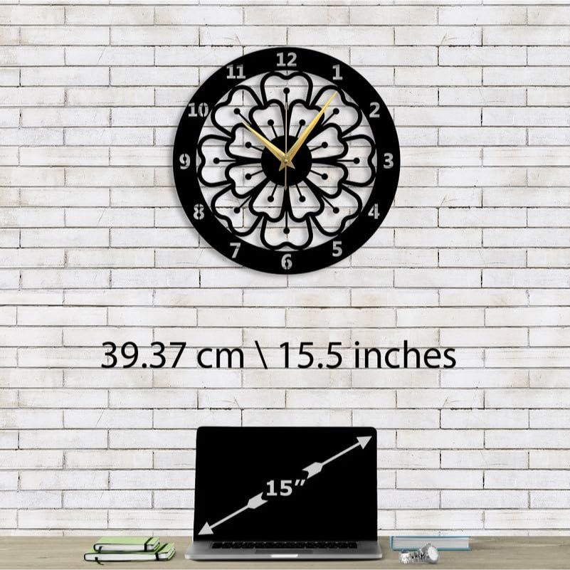Stylové nástěnné hodiny s čísly/Velké hodiny a nástěnná ozdoba/Kovové venkovní nástěnné hodiny do ložnice, kanceláře - Černé