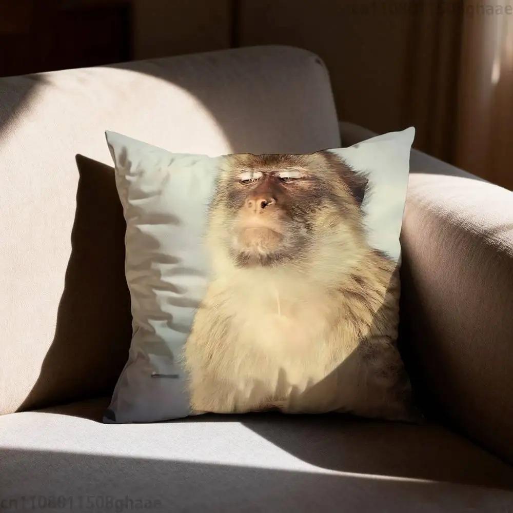 Funny Meme Monkey Cushion Cover Cute Monkey Emoji Throw Pillow Case For Living Room Sofa Prank Gift Home Decor Pillowcase 40X40